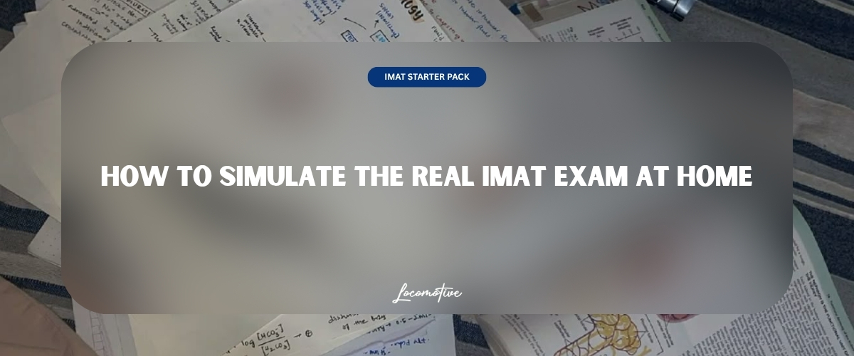 LOCOMOTIVE student running an IMAT mock exam at home under real exam conditions — printed paper, black pen, watch, no phone