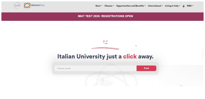 Step 1: Access the IMAT registration tab on Universitaly