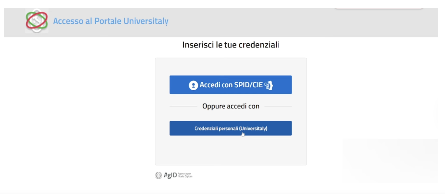Step 2: Log in to Universitaly